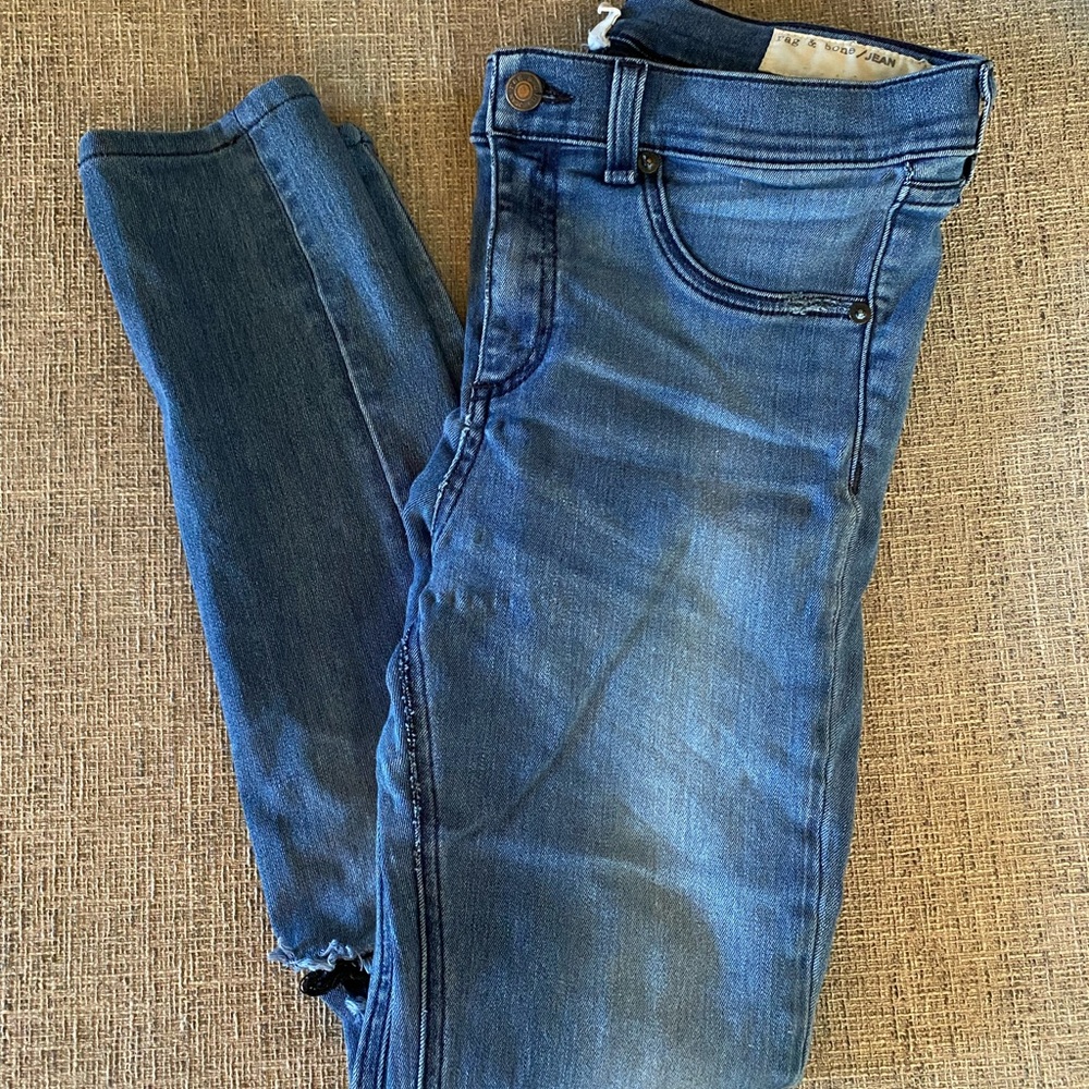 Rag & Bone hi-rise ripped knee jegging